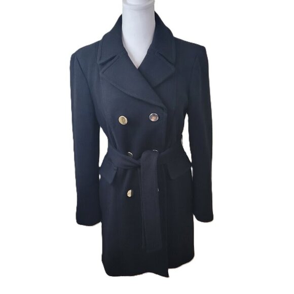 INC International Concepts Jackets & Blazers - INC Ki Black Double Breasted Belted Trench Coat Jacket Women's Size XS